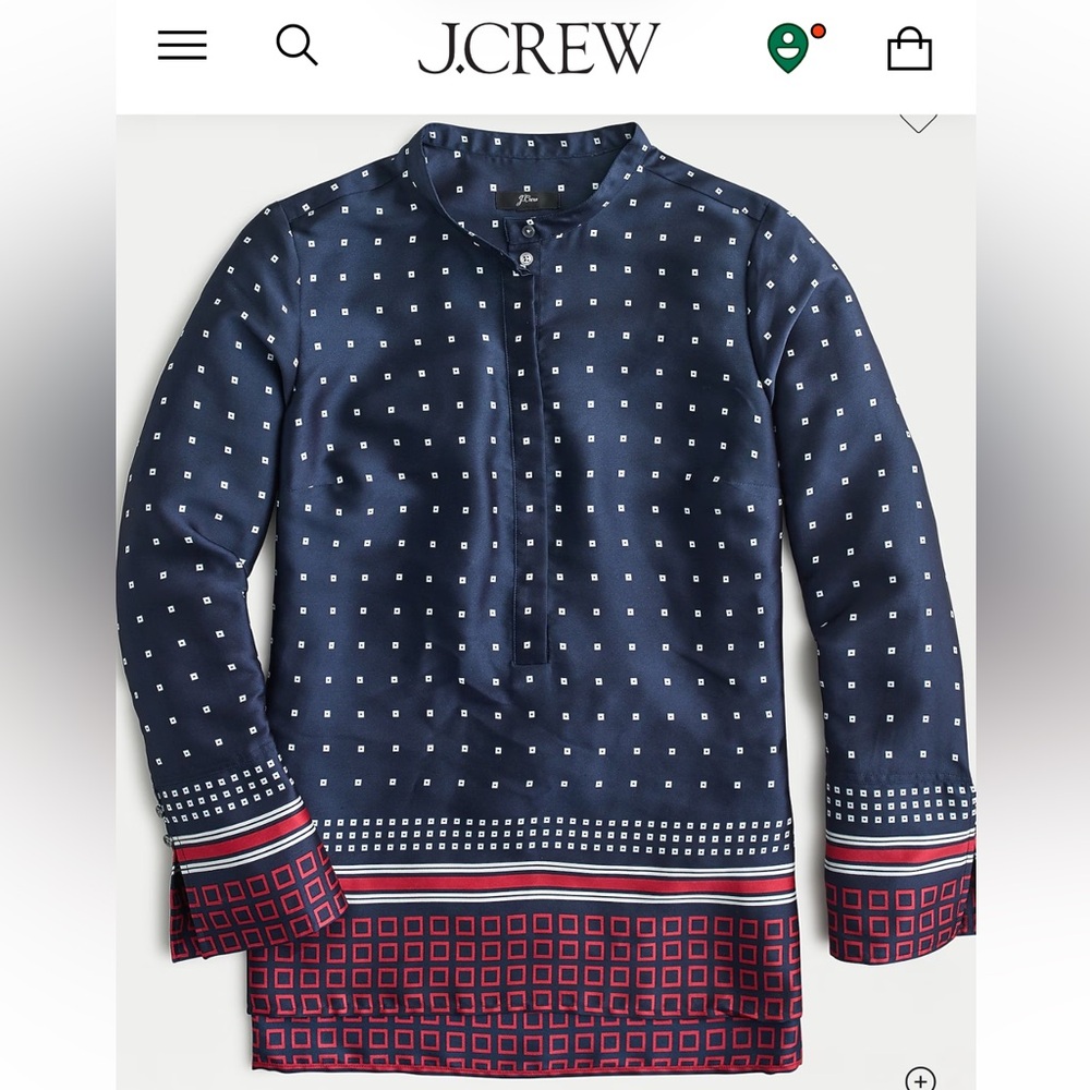 J Crew Drapey button-up tunic in Ratti® geometric twill